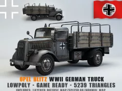 Low Poly Opel Blitz Truck Low-poly  3D model