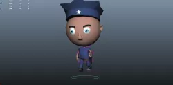 Low poly police walk cycle and run cycle Low-poly  3D model
