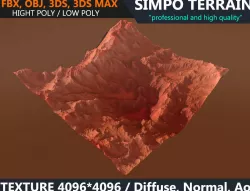 Low poly Realistic Mars Terrain 01 - Game Ready Low-poly  3D model