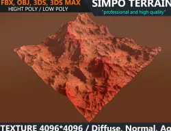 Low poly Realistic Mars Terrain 03 - Game Ready Low-poly  3D model