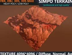 Low poly Realistic Mars Terrain 04 - Game Ready Low-poly  3D model