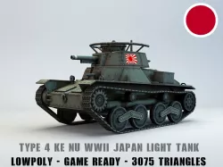 Low Poly Type 4 Ke Nu Light Tank Low-poly  3D model