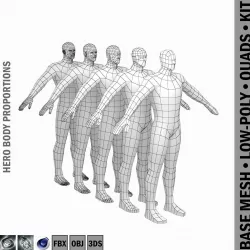 Male Hero Base Mesh in A-Pose Low-poly  3D model