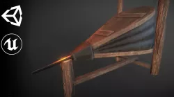 Medieval Blacksmith Bellows with holder Low-poly  3D model