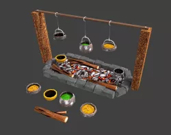 Medieval kitchen props 3D model