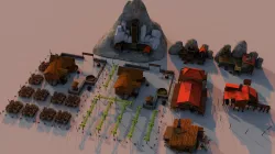 Mines and fields Low-poly  3D model