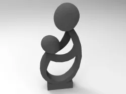 Mother and Child sculpture Low-poly  3D model