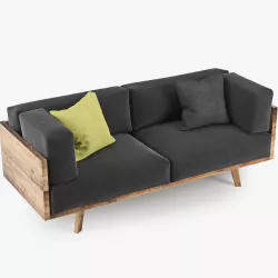 Oak Linen Sofa 3D model