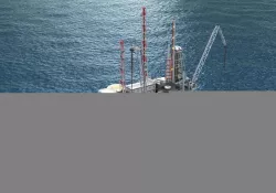 Offshore oil rig drilling platform and tanker 3D model