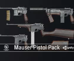 PBR Mauser Pistol Pack Low-poly  3D model