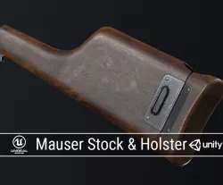 PBR Mauser Stock and Holster Low-poly  3D model