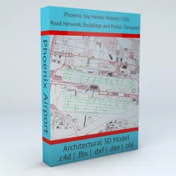 Phoenix Sky Harbor PHX Airport Roads Buildings and Public Trans 3D model