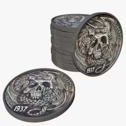 Pirate Coins with Skulls 3D Model Low-poly  3D model