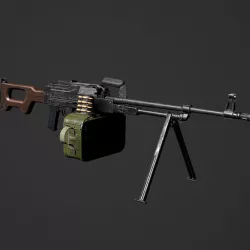 PKM Machine Gun- RIGGED ANIMATED WITH SOUNDS  Low-poly  3D model