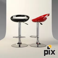 Plastic Bar Stool Chrome Leg 3D model