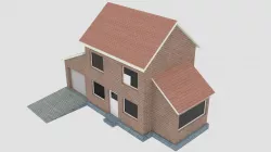 Red Brick House Low-poly  3D model