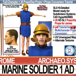 Roman Marine Soldier 1 AD with Poser Daz Props 3D model