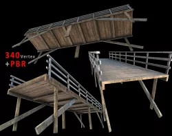 small bridge Pier - PBR  Game-Ready Low-poly  3D model