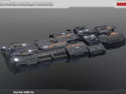 Spaceship Battleship Hellbringer Low-poly  3D model