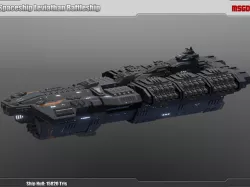 Spaceship Battleship Leviathan Low-poly  3D model