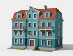 Stylised building Low-poly  3D model