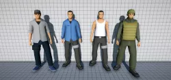 Survival stylized characters and 5 weapons Low-poly  3D model