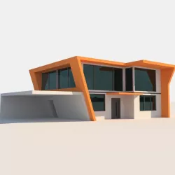  Two Storey High Tech  House Low-poly  3D model