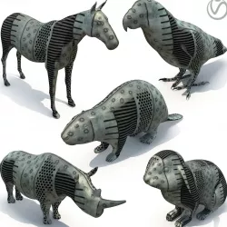 5 animal sculptures 01 3D model