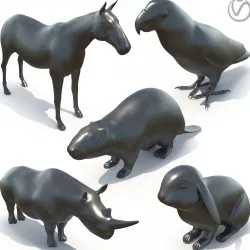 5 animal sculptures 02 3D model
