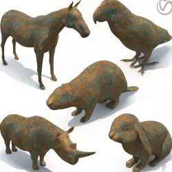 5 animal sculptures 03 3D model