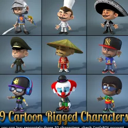 9 Cartoon Characters 3D model