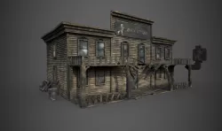 Abandoned wooden building - PBR - lowpoly  Low-poly  3D model