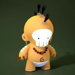 Aborigine with a Skull Mask 3D model