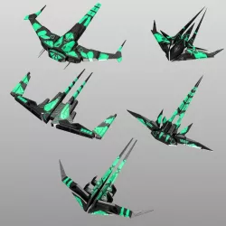 Alien Spaceship Set Low-poly  3D model