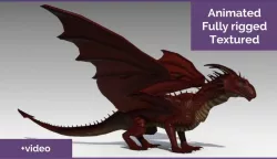 Animated dragon 3d model rig textured Low-poly  3D model