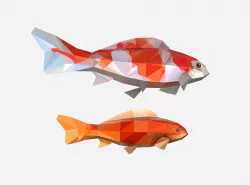 Animated Low Poly Art Flock Carp Koi Fish Low-poly  3D model