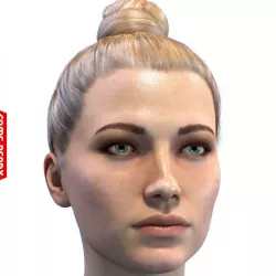Average Caucasian Female Head Low-poly  3D model