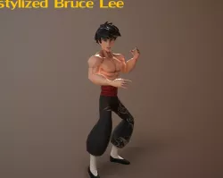 Bruce Lee stylized Low-poly  3D model