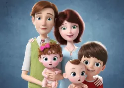Cartoon Family Rigged V4 3D model