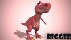 Cartoon red dino Low-poly  3D model