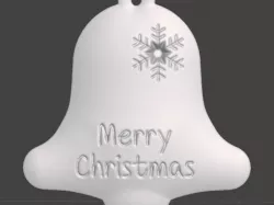 Christmas Tree Ornament - Bell Merry Christmas with Snowflake