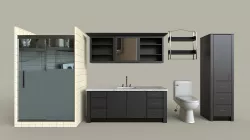 Dark Modern Bathroom Set Low-poly  3D model