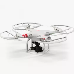 DJI Phantom 2 Quadcopter with Prop Guard and gimbal GoPro HERO4 Low-poly  3D model