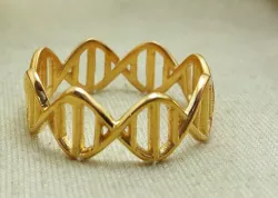 DNA ring printed in gold and silver 3D print model