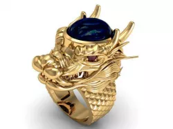 dragon head ring with gem 3D print model