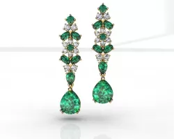 Emerald Pear Diamond Earrings 3D print model