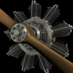 French Gnome 9N Monosoupape rotary engine 3D model