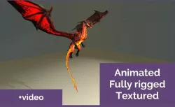 Fully rigged Animated Textured Lava Dragon 3d 3D model