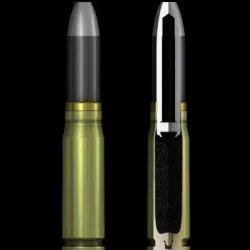German 20mm MG 151-20 cartridge with cutaway 3D model