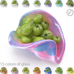 Green tomatoes in a designer salad bowl - 15 colors of glass Low-poly  3D model